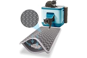 Bazerga Cat Litter Mat for Cat Litter Box and Cat Toilet, Waterproof Non-Toxic, Double Layer 100% EVA with Cat Paw Design. (Grey)