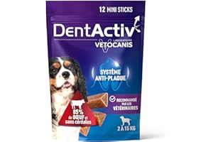 Vetocanis | Dentactiv | Stick Dentaire | Friandises pour Chien Gourmandes | Hygiène et Santé | Riche en Viande | 85% de Boeuf | Recommandé par Les Vétérinaires | Chien 2 à 15 kg