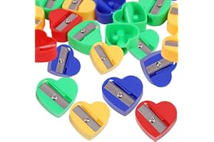 MINGZE 48 Stück Anspitzer, Kunststoff Handheld Einloch Bleistiftspitzer für Schulamt Verwendung, Heart-Shaped