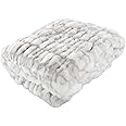 Lavish Home Oversized Ruched Blanket 60x80-Inch Jacquard Faux Fur Queen-Size Throw for Sofas Luxurious Bedding, Gray
