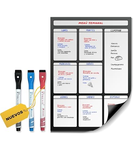Pizarra Magnética Para Nevera 42x29.7 Cm - Organizador Mensual Con 3 Marcadores Y Borrador, Superficie Reescribible