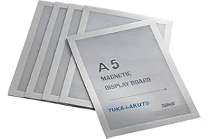 ‎TUKA-I-AKUT TUKA-i-AKUT 5st. A5 Info-Rahmen Selbstklebend mit Magnetverschluss, Einstecktasche Infotasche Blatthalter, Schnelles Wechseln von Aushängen, Aufklappbarer Magnetrahmen Farbe Silber, TKD8400-A5-5x