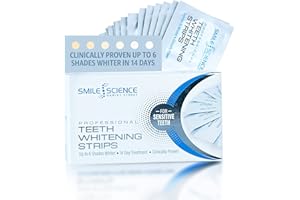 Smile Science Harley Street - Strisce sbiancanti professionali per denti - 28 strisce - Fino a 6 tonalità più bianche in 14 giorni - Sicuro per lo smalto al 100% - Vegano - Smacchiatore per denti