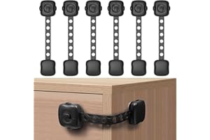 ECHOCUBE Serrures de Sécurité pour Armoires d'Enfants, 6 Pcs Verrouillage de Sécurité pour Bébés, Serrures de Sécurité Réglables pour Placards, Tiroirs, Réfrigérateur, Toilette (Noir)