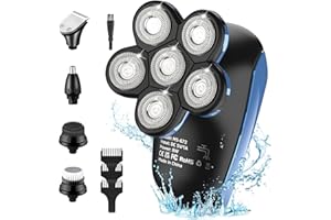 KASAKILY Glatzen Rasierer Herren elektrisch, Kopfrasierer Glatze für 0,0 mm Elektrorasierer Nass und Trockenrasierer IPX7 Wasserdichter LCD Bart Nasenhaar Trimmer Pflege Kit USB-Aufladung