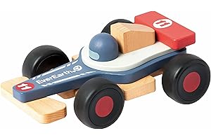 Everearth Voiture de Course en Bois EE33796 pour Enfants à partir de 18 Mois
