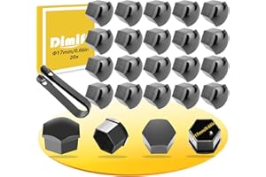 Dimiff Cache Ecrou 17mm, Cache Boulon 20+1pcs, Cache Boulon Jante, Capuchons Protection Hexagonal pour écrous de Roue, avec Outil Demontage |Gris-17mm