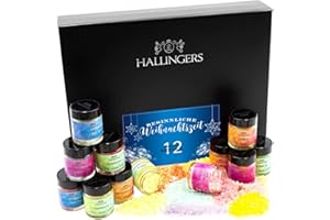 Hallingers Genuss Manufaktur Badesalz Geschenkset Weihnachten – 12 Badezusätze mit Totes Meer Salz in edler Geschenkbox, Wellness & Spa, festliche Geschenkidee für Frauen & für Männer zur Weihnacht