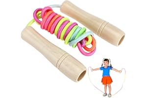 FARERKASS Corda Per Saltare Arcobaleno Per Bambini, 250cm, Regolabile, Con Manici In Legno E Corde Di Cotone, Adatte Per Fitness/Scuola/Regali, Interni Ed Esterni