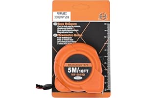 PURANEX - 5m/16ft Heavy Duty Retractable Tape Measure - Durable & Accurate, Imperial & Metric, with Metal Belt Clip, Perfect for measuring and Home & Professional Use (ORANGE)