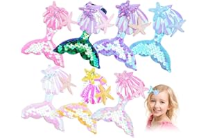 LSUO BAOFU Scintillante Carino Fermagli per Capelli in Metallo,7PCS Mermaid Mollette per Capelli Bambina, Mollette per capelli di Mermaid sirene, Cartone Animato Capelli Antiscivolo Accessori per Ragazze