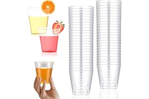 LEONSHCO 50 verres à shot en plastique, verres à shot 50 ml/5 cl, gobelets à shot transparents, gobelets à shot réutilisables, gobelets à pinces en plastique En matériau Ps pour festivals, fêtes, mariages
