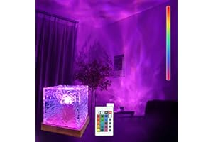 ‎AUEZONA Auezona LED Buntes Nachtlicht Tischlampe Sternenhimmel Projektor, LED Aurora Lampe mit Fernbedienung 16 RGB Farben, Acryl Wasserwellen Nordlicht Lampe Stimmungslicht für Party/Date/Bars Deko