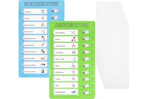 BOOMTOP 2pcs Memo Checklist Tafel Boards Kinder Tagesplaner Routine Planer mit 10 Blankokarten To Do Liste Familienplaner Aufgabenplaner Morgen Abend Planungshilfe für Kinder Erwachsene Zeitplan Lernplanung