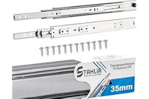 Stahlia (10 Paar) Schubladenschienen 35mm - Länge: 600mm VOLLAUSZUG Teleskopschublade | Schubladenauszug für Schubladen, Küchenschränke, Badezimmer Möbel