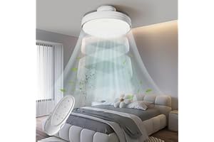 GONEO Senza Pale Silenzioso Ventilatore da Soffitto con Luce e Telecomando 60W Lampadario Ventilatore Motore DC Luminosità e 3 Temperatura Colore Regolabili 6 Velocità Timer Memoria RA97 per Camera da Letto
