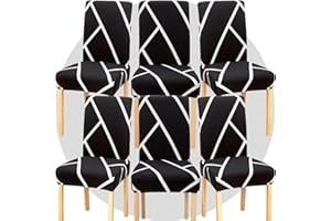 TOMMO Dining Room Chair Covers Set of 6, Stretch Removable Washable Spandex Dining Chair Slipcovers Protectors, Kitchen Chair Covers for Dining Room Party Hotel Ceremony Banquet(Black and White lines)