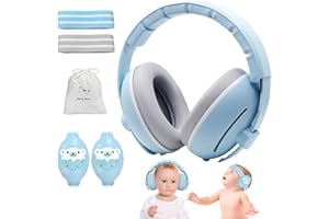 HVIERO 2 in 1 Gehörschutz Baby Verstellbares Lärmschutz Kopfhörer Kinder mit Geräuschunterdrückung, Ohrenschützer Baby für Bis 48 Monate Kopfhörer Lärmschutz
