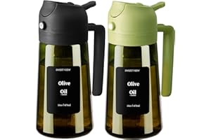 SWEET VIEW 2 Aceitera Spray Pulverizador y Dispensador Aceite, vertedor de aceite de vidrio a prueba de luz de 470 ml para cocina, freidora de aire, cocina, ensalada y barbacoa