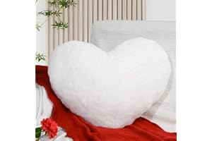 Yhoelata Valentinstag Herzkissen, Weiß Herzform Kissen Kuschelkissen, Love Zierkissen Aesthetic, Plüsch Kissen für Wohnzimmer Sofa Kind Schlafzimmer Bett, Geschenk 26x36 cm