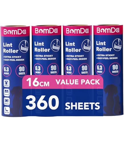 Lot De 6 Rouleaux Anti-peluches Tahbarshi - 16cm Large - 360 Feuilles Extra Adhésives - Poils Animaux, Poussière