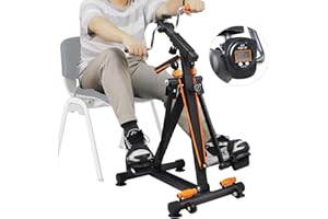 FINITYPRO Pedal Exerciser with Arm Rope Pull Exercise & Foot Massage - 15"W×19“D×37”H Floor Peddler Exerciser for Elderly, Leg Swing Exercise, Metal Stroke Recovery Pedal Exerciser, with Digital Display