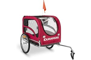 Duramaxx King Rex - Passeggino per Cani, Carrello Bici, Pneumatici 16", Cerchi in Acciaio, Copertura in Nylon, Riflettori, Bandierina con Asta 145cm, Base Antiscivolo, 250 L, 40 kg