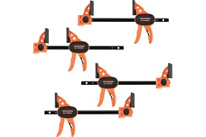 JORGENSEN 150 mm klämmor träbearbetning 4-pack, skarvbar till 16 tum spärrklämmor, snabbkopplingsklämmor, 290 mm spridare klämmor, enhandsade träklämmor