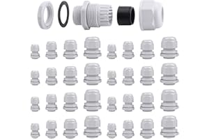 32 Pcs Pressacavi Elettrici Impermeabili, ARPDJK Regolabile 3-15mm IP68 Pressacavi, Grigio Pressacavo Elettrico, M12, M16, M20, M25