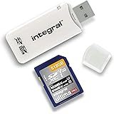 Integral AMINCRSD SD Card Reader USB2.0 for SD, SDHC, SDXC Memory Cards, USB 2.0 Memory Card Adapter, White