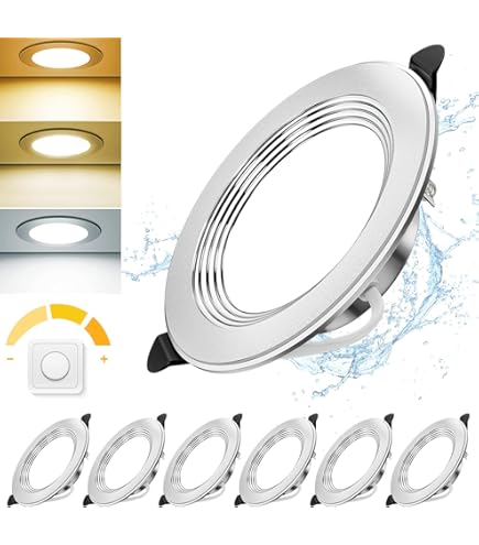 Set van 10 led-inbouwspots, 230 V, IP44, dimbaar, plafondspots, mini