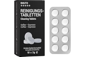 BMUT 10 pastillas de limpieza para cafeteras automáticas | contra residuos de aceite de café | para Jura, Siemens, Delonghi, Krups, etc.