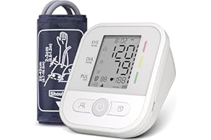 NWOUIIAY Tensiometre Bras Professionnel avec Écran LCD Fonctions de Rappel d'Arythmie et Mémoire 2 Utilisateur Moniteur de Tension Artérielle à Brassard 22-42 cm pour Adultes Âgées et Familles