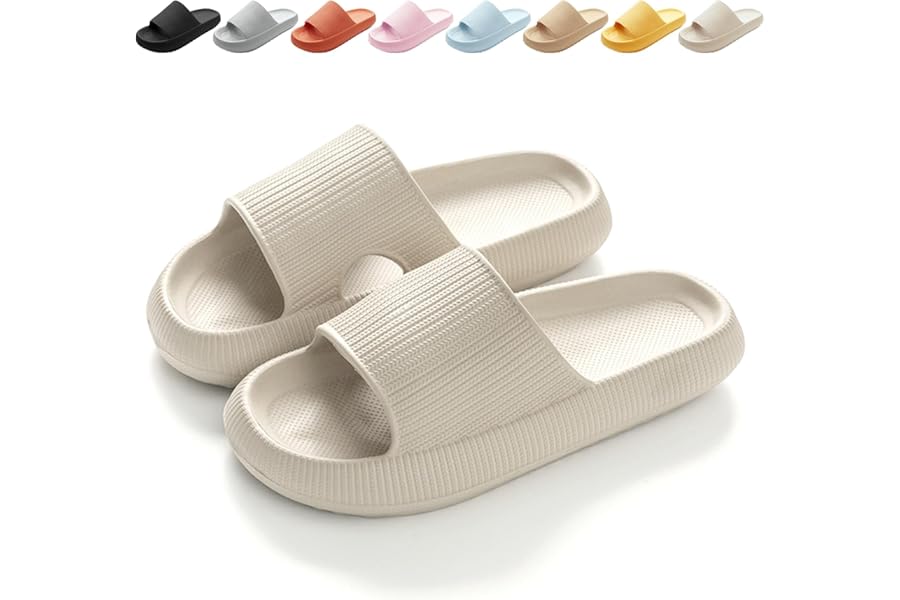 BHFRGAS Sliders Cloud Slippers Women Men，Non-Slip Mens Womens Slippers Cloud Sliders，Soft Flip Flops with Thick Sole for Shower Bathroom Pool Beach
