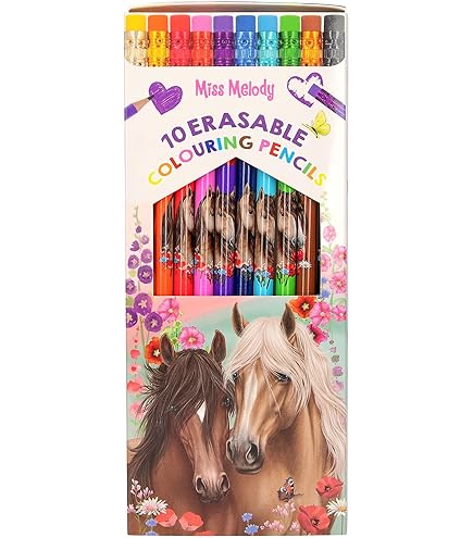 Dianelhall 12 Crayons Avec Gomme Motif De Cheval Remplisseurs De Sac De Fête Cadeaux Amoureux De Chevaux, 2 Styles (Classique