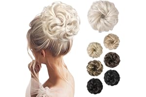 REECHO Messy Bun Hair Piece - Thick Tousled Updo Elastic Synthetic Ponytail Extensions for Women - Scrunchies Donut Accessories - Platinum Blonde