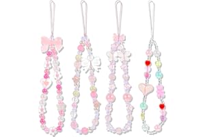 BREMOROU 4 szt. różowa kokarda zawieszka do telefonu, uroczy paszczak na nadgarstek z koralikami, estetyczny brelok na telefon komórkowy Y2K, torba na aparat, wisiorki dekoracyjne, portfel, brelok dla kobiety, prezent