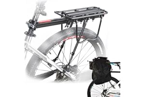 Malayas Bicycle Rear Rack Carrier Rack Holder Adjustable Rear Bicycle Black Seat Holder Luggage Cargo Carrier with Reflector 50KG Capacity