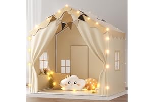 EagleStone 2-in-1 Kinderzelt mit Sternenlicht & gepolsterter Matte, Spielzelt und Bettzelt für Kinder Indoor & Outdoor, 2 Türen, 4 Fenster, 2 Seitentaschen, Geschenk für Jungen & Mädchen ab 3 Jahre