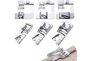 APKPESTERML 6 Piezas Prensatelas para Máquina de Coser, Pie de Dobladillo Enrollado Estrecho y Ancho Acero Inoxidable Juego de Prensatelas Universales Accesorios para Máquinas de Coser Domésticas Multifunción