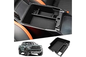 SHAOHAO Compatible with Ford Ranger 2023 2024 XL XLT For e-brakes Centre Console Storage Box Armrest Organiser Ranger 2023 Centre Armrest Glove Box Car Accessories Ranger 2024 (Black)