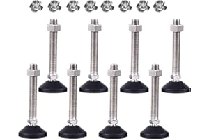 RHUAFET 8 Stück Stellfuß M8 x 100MM Einstellschraube, Möbelfuß Sockelfuß Kann 400KG Tragen Verstellbare Füße Stellschraube Stellteller Stellfuß Maximal 15 ° Neigung (8 Stück - M8 x 100 MM)