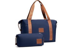 COOLIFE Travel Duffel Bag, Weekend Bag with Trolley Sleeve, Cabin Bag 40x20x25 for Ryanair Airlines, Dry & Wet Seperated Sports Gym Bag Carry On Bag Sports Bag (Blue, 2 Piece Set)