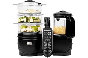 Babymoov Robot Cuiseur Bébé Nutribaby(+) XL - Grande Capacité 2,9L - Jusqu'à 14 Repas en 1 Cycle - 6 Fonctions en 1-2 Paniers Vapeur - Diversification Alimentaire - Mixeur Cuiseur Bébé, Noir