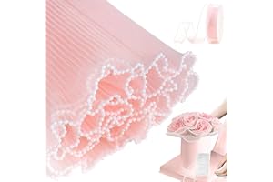 Papier Cadeau Bouquet de Fleur Rose BWLOIES, Papier Fleuriste pour Bouquet, Imperméable, Dentelle, 280mm x 4 yards, Occasion: Fête des Mères, Mariage, Anniversaire, Saint-Valentin, etc.