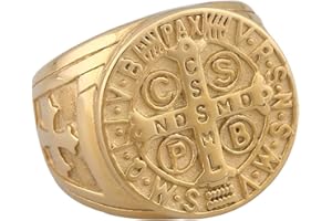 Flongo Anillo de Sello Grande Hombre Anillo de Cruz Hip Hop, Dorado Anillo de Compromiso Retro Vintage, Anillo de Acero Inoxidable Original Talla 17-30