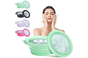 nnOuOnn Silicone Ice Face Bowl, Foldable Facebowl with Built-in Icetray, Quick Cooling for Face Ice Bath, Puffiness Relief, Soothe Skin, Bathroom Accessories, Home Travel Use (Green)