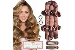 Heatless Curlers Set - VivaSmile Heatless Hair Curler to Sleep in, No Heat Satin Heatless Curls Overnight Rods Curling for Long Short Hair Volume Women Styling Tools Brown
