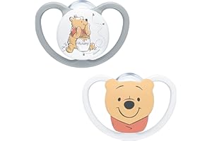 NUK Space Baby Dummy | 6-18 Months | Soothers with Extra Ventilation for Sensitive Skin| BPA-Free Silicone | Disney Winnie the Pooh | 2 Count