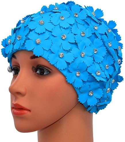 Fashy Cuffia Da Bagno In Nylon Con Fiore, Stile Retrò, Protezione Orecchie, Taglia Unica - 4